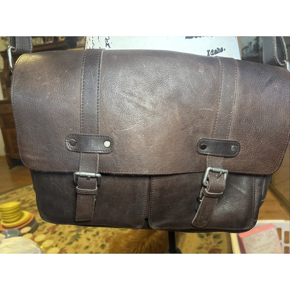 BOSCA Dark Brown Suede Leather‎ 16" Messenger Bag Briefcase Shoulder Strap